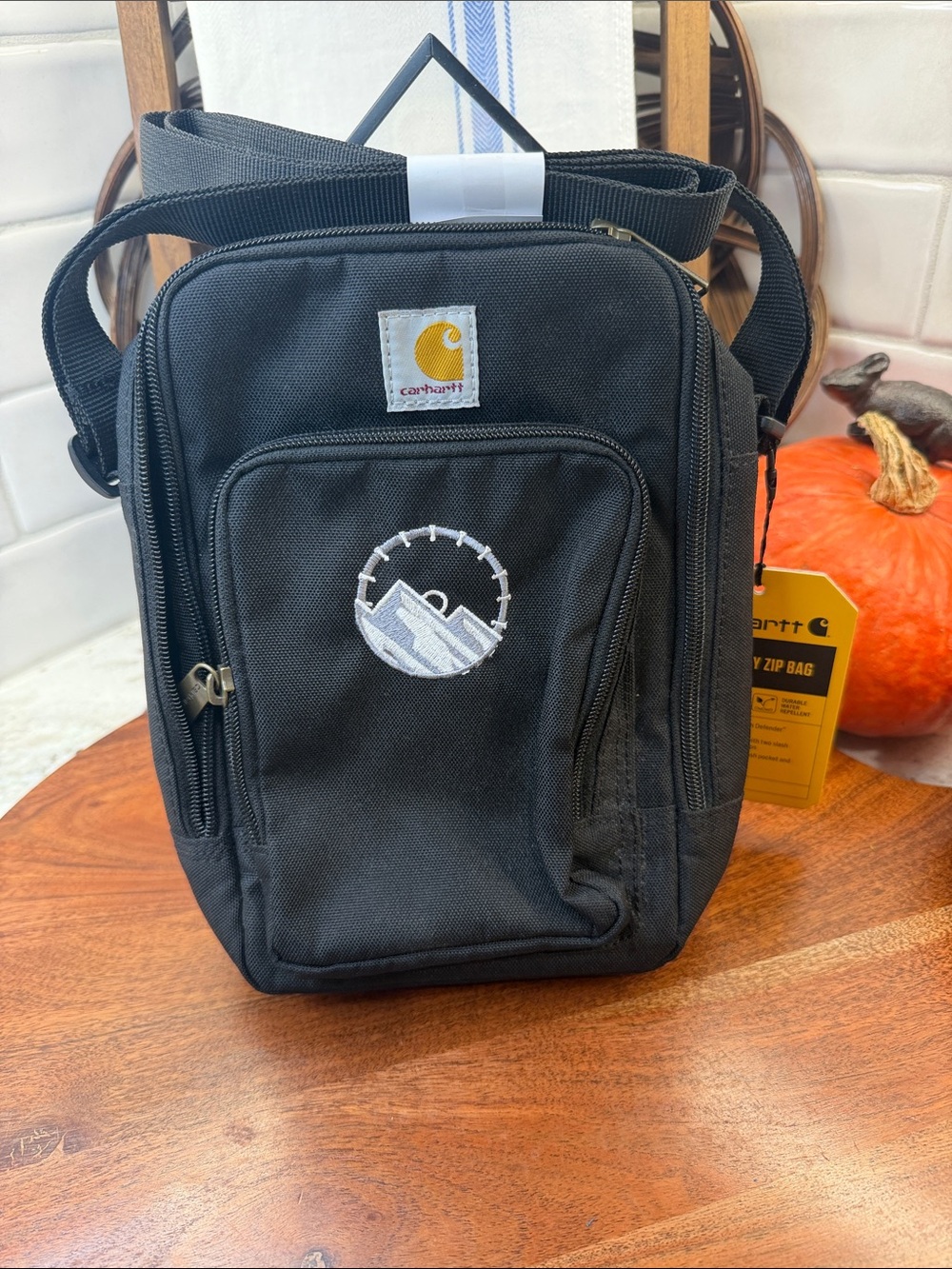 Carhartt Black Compact Crossbody Shoulder Bag with Embroidered Patch